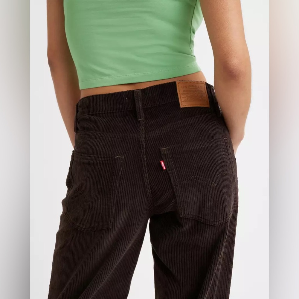 Levi's Baggy Dad Corduroy Pants Dark Brown Size 24 Premium - Picture 14 of 15